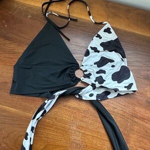 Black and Cow Print Halter Top